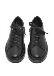 Women's leather shoes in black color BUTYD-1284-9I(Z26), front product view on white background.