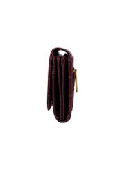 Women's burgundy leather wallet PORES-0889B-4D(Z26), side view of the product on a white background.