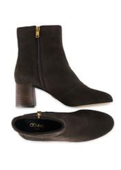Brown suede high-heeled ankle boots BUTYD-1218-1I(Z26), product view from the top and side on a white background.
