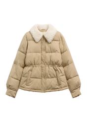 Short beige women's jacket KURDT-0695-1B(Z26)