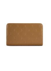 Beige women's wallet with monogram POREC-0348A-81(Z25), back view of the product on a white background.