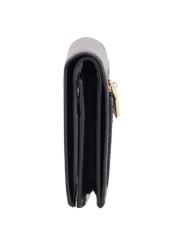 Black leather women's wallet PORES-1010-99(Z26) - side view of the product, on a white background.