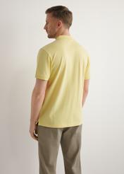 Men's yellow polo shirt POLMT-0089-2B(W26), back view of the product on the model. Half of the silhouette visible.