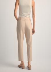 Beige women's pleated trousers SPODT-0090-1B(W26), back view of the product on the model. Half of the silhouette visible.