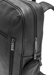 Men's black leather backpack TORMS-0477-99(Z25), close-up of product detail, view on white background.