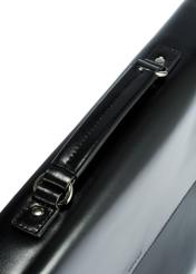 Black leather men's briefcase TORMS-0467-99(Z25) - close-up of detail on white background.