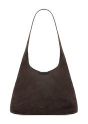 Brown suede women's handbag TORES-1308-1I(W26), front product view on white background.