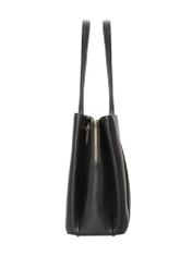 Black leather shopper bag TORES-1342-9I(Z26). Side view on a white background.