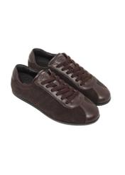 Dark brown women's leather sneakers BUTYD-1293-1I(Z26) - product view from above, on a white background.