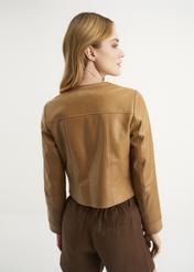 Women's caramel leather jacket KURDS-0346-5607(W22)-05