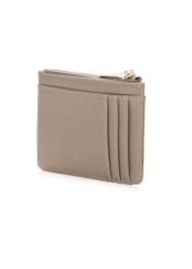 Beige card case POREC-0413-1B(W26), diagonal product view on white background.