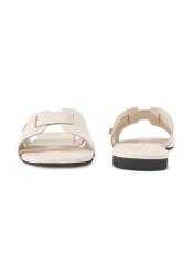 Women's white braided flip-flops BUTYD-0904D-0B(W26), front and back product view on white background.