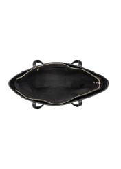 Black shopper bag with monogram TOREC-1160-9P(W26) - product view from above, on a white background.