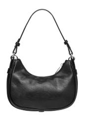 Black women's hobo bag with a jewelry-style accent TOREC-1326-99(Z26), rear view on a white background.