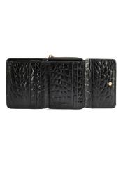 Black leather women's wallet PORES-0906A-97(Z25), product view from the inside on a white background.