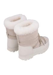 Cream women's snow boots BUTYD-1315-0C(Z26), product view from the back on a white background.