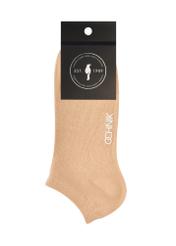 Women's short beige socks SKADT-0053B-1B(W26), product view with packaging on white background.