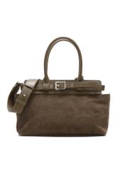 Women's khaki suede handbag TORES-1192-55(Z25), front product view on white background.