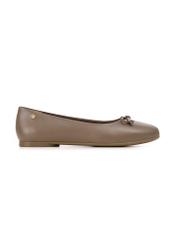 Women's leather ballet flats in cool beige color BUTYD-1248-1K(W26), side view of the product on a white background.