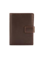Medium brown men's wallet made of genuine leather PORMS-0670-1H(Z26), product view from the front on a white background.