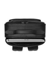 Men's black leather backpack PLCMS-0018R-9I(W26), product view inside on white background.