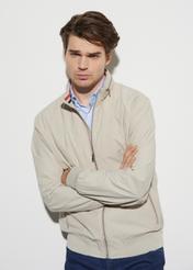 Beige men's hooded jacket KURMT-0300-81(W23)-02