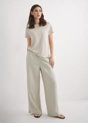 Light beige linen women's trousers SPODT-0124-1A(W26)