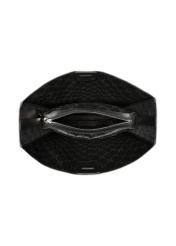 Black leather shopper bag TORES-1436-99(Z26) - product view from above, on white background.