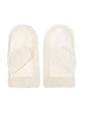 Cream women's winter gloves REKDF-0036-0B(Z26), back view of the product on a white background.