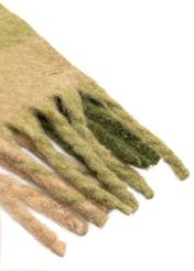 Green women's scarf with wool SZADT-0234-8P(Z26), close-up of the product detail on a white background.