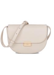 Cream semi-circular women's messenger bag TOREC-1127-0B(W26), front product view on white background.
