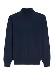 Men's turtleneck sweater in navy blue SWEMT-0095B-7E(Z26), front product view on white background.