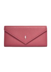 Large pink leather women's wallet PORES-1016-5B(Z26), front product view on white background.