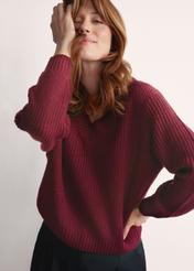 Burgundy women's sweater SWEDT-0162-4D(Z26)