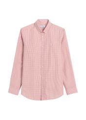 Men's pink checkered shirt KOSMT-0360-5B(W26) - front product view, on white background.