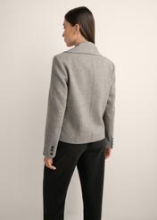 Women's short wool coat PLADT-0080-9C(Z26), product view from the back on the model, half of the silhouette visible.