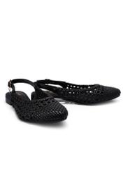 Black braided women's shoes BUTYD-1252-99(W26), diagonal product view on white background.