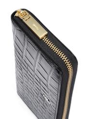 Large black leather women's wallet croco PORES-0955-99(W25)