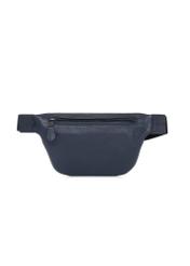 Navy blue leather waist bag with logo TORMS-0280D-69(W25)-05