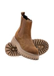 Women's suede Chelsea boots BUTYD-1182-88(Z25), product view from the top and bottom on a white background.