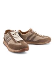 Light brown leather sports shoes BUTYM-0527-1K(W26), diagonal product view on white background.
