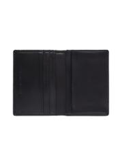 Black leather card case PORMS-0703-99(Z26) - product view from above, on white background.