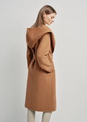 Women's long brown oversize coat PLADT-0052-24(W24)-03