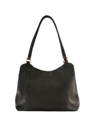 Black leather women's shopper bag TORES-1264-9I(W26), product view from the back on a white background.