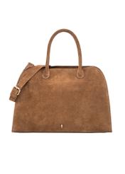 Cognac suede handbag TORES-1191-88(Z25), front product view on white background.