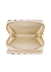 Small beige women's wallet with logo POREC-0366-0P(W26) - product view from above, on white background.