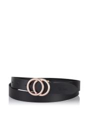 Black leather women's belt PASDS-0287-99(Z23)-01