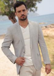 Men's gray checkered jacket MARMT-0017-91(W25)