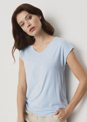 Light blue Women's T-shirt with applique TSHDT-0066-62(W22)-01