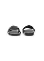Women's leather flip-flops in black BUTYD-1159-99(W25), front and back view of the product on a white background.